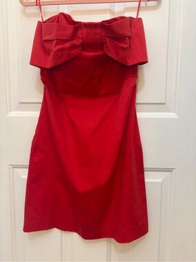 h and m red bow dress H M Red Bow Dress